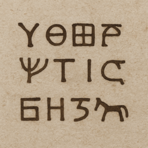 Symbols Inspired by Mycenaean Greek Linear B on a tan background