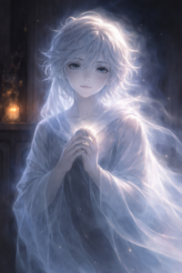 White ghostly androgenous figure